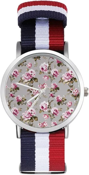 Non-Scale Work Casual Watch Shabby sociable expose infrequently savage Chic Vintage Roses Nylon Braided Strap Outdoor Sport Business Wrist Watches 