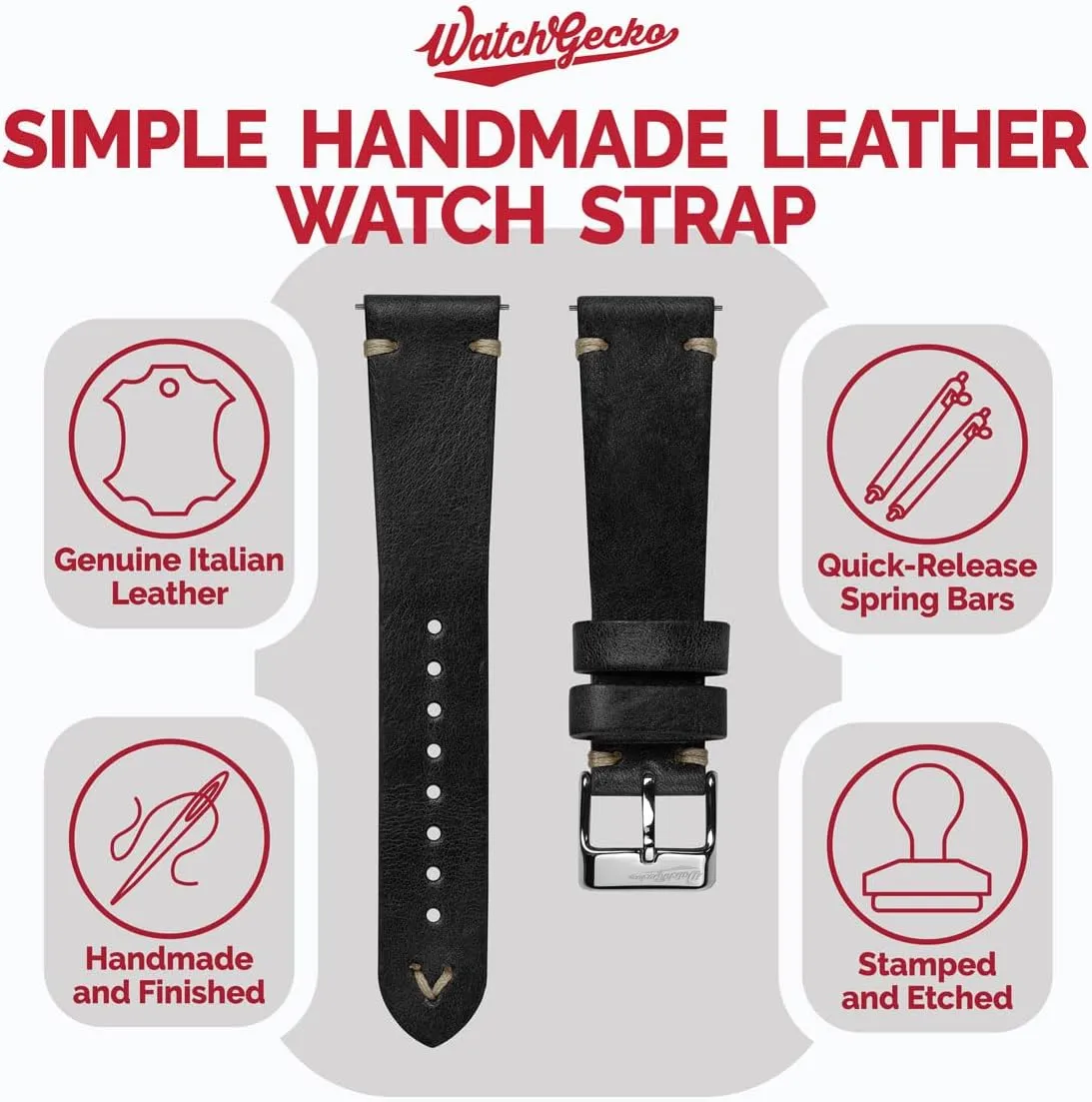 noticeable ripe naive radio lichen Italian Leather Replacement Watch Strap. Stylish and Durable Mens Wristwatch Strap. Simple double stitching. Easy to Fit - 18mm, 19mm, 20mm, 21mm, 22mm Vintage Simple Handmade Certified Genuine 