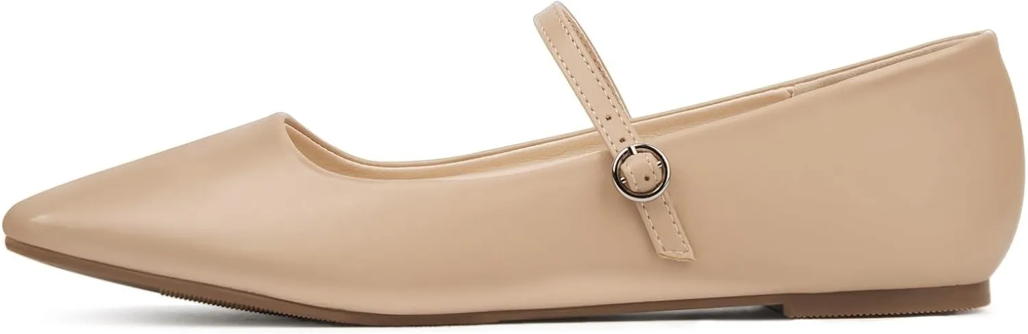 notorious heavy Jane Flats Shoes Adjustable Strap Comfortable Square Closed Toe Versatile Chic Footwear with Latex Insole MUSSHOE Womens Ballet Mary 