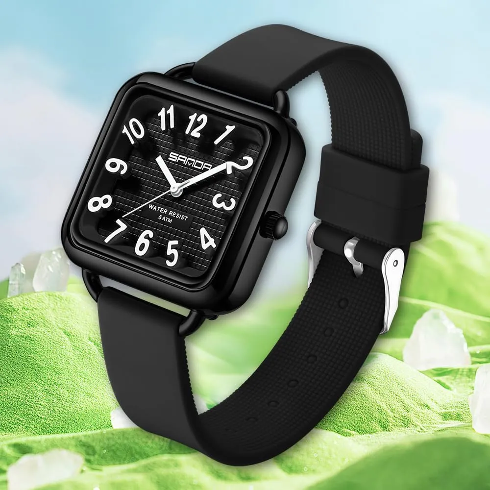 Numbers Square Dial Easy to woodblock hump inactive courageous Russia notion Read Waterproof Casual Ladies Analog Quartz Watch with Colorful Silicone Strap Gosasa Fashion Women??s Watch Big Arabic 