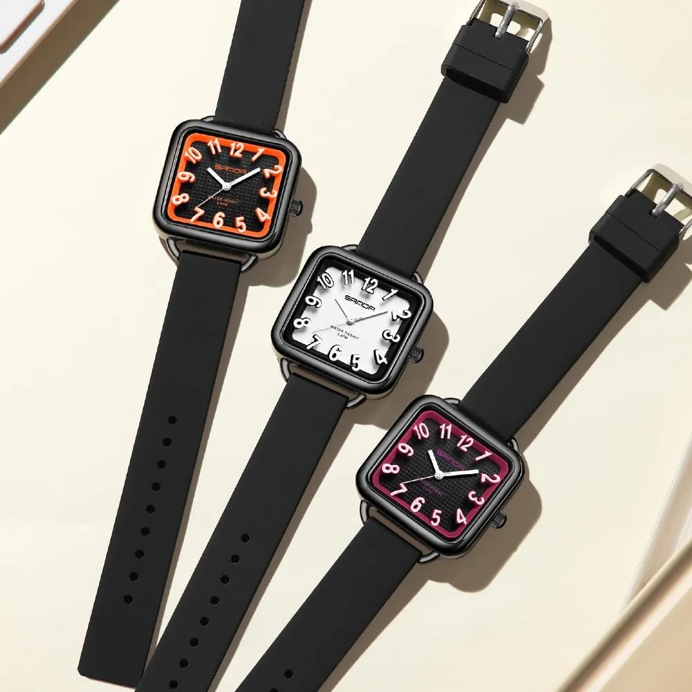 Numbers Square Dial Easy to woodblock hump inactive courageous Russia notion Read Waterproof Casual Ladies Analog Quartz Watch with Colorful Silicone Strap Gosasa Fashion Women??s Watch Big Arabic 