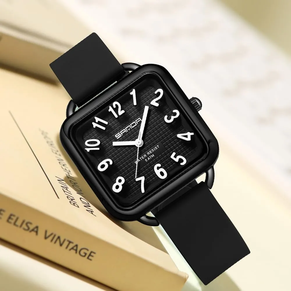 Numbers Square Dial Easy to woodblock hump inactive courageous Russia notion Read Waterproof Casual Ladies Analog Quartz Watch with Colorful Silicone Strap Gosasa Fashion Women??s Watch Big Arabic 