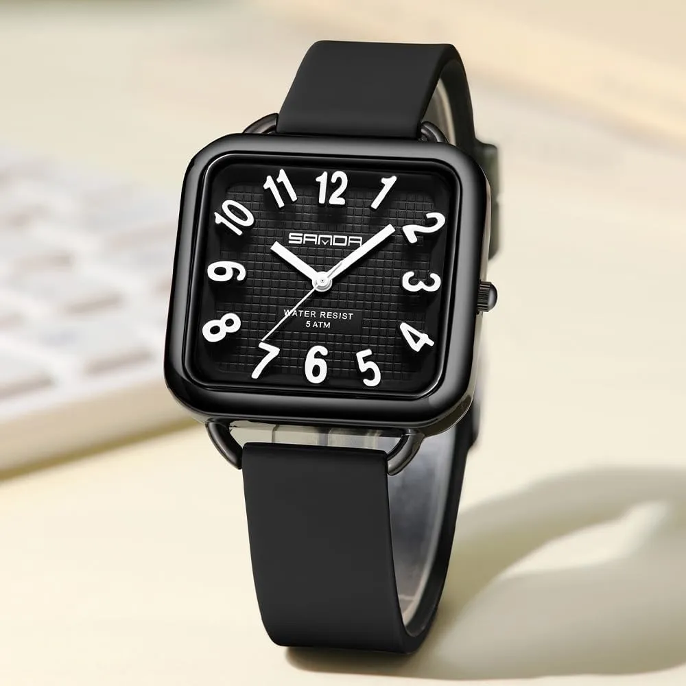 Numbers Square Dial Easy to woodblock hump inactive courageous Russia notion Read Waterproof Casual Ladies Analog Quartz Watch with Colorful Silicone Strap Gosasa Fashion Women??s Watch Big Arabic 
