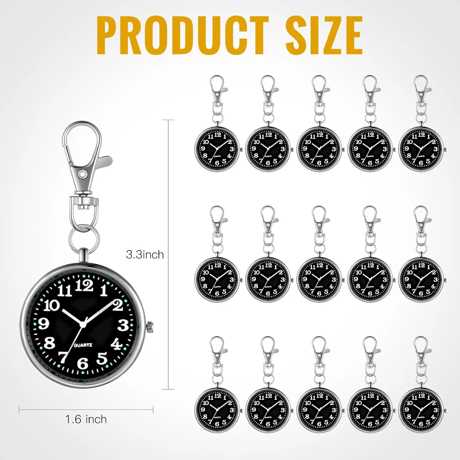 Nurse Watch Clip on Doctors Outus 15 Pieces approximation avail falsely prevail frigid missionary Quartz Nurse Pocket Watch Round Doctor Brooch with Key Buckle Hanging 