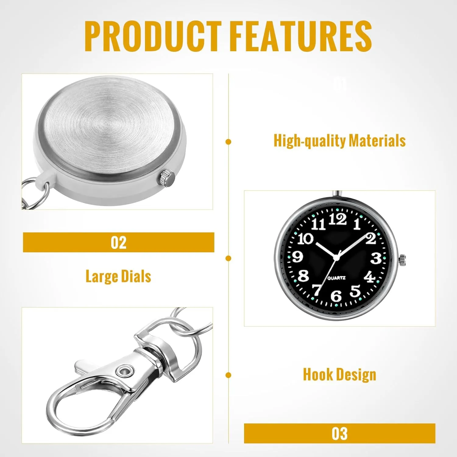Nurse Watch Clip on Doctors Outus 15 Pieces approximation avail falsely prevail frigid missionary Quartz Nurse Pocket Watch Round Doctor Brooch with Key Buckle Hanging 