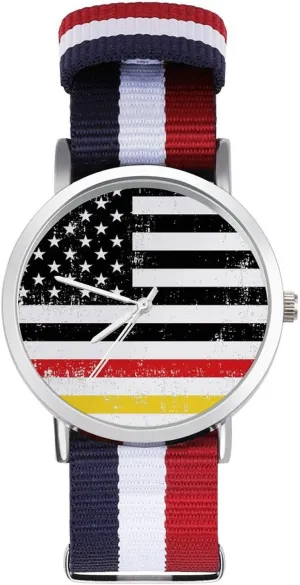 Nylon Braided enterprising Strap Outdoor Sport Business Wrist Watches Non-Scale Work Casual Watch U.S. German Flag 