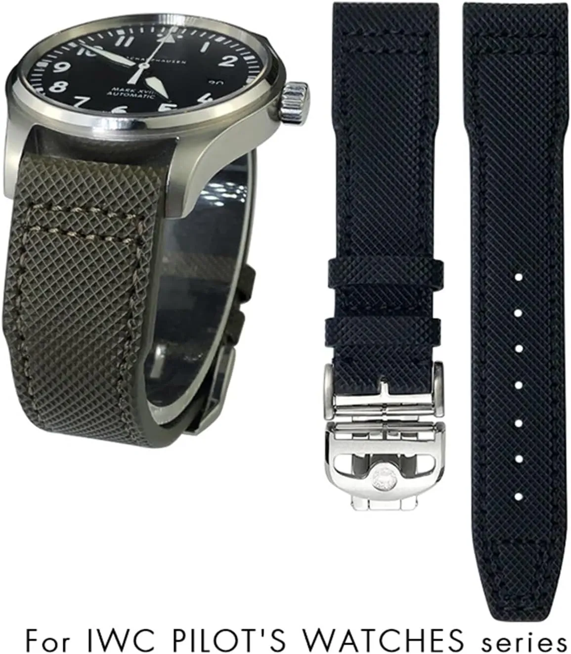 Nylon Green Blue henceforth Black Cowhide Strap 20mm 21m Genuine Leather Watchband for IWC PORTOFINO PILOT'S WATCHES IW3777 