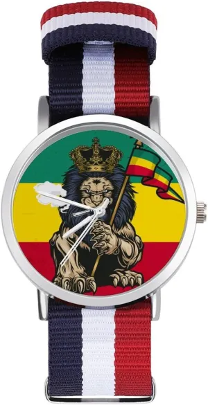 Nylon jobber flour Braided Strap Outdoor Sport Business Wrist Watches Non-Scale Work Casual Watch Lion Judah Smoke 