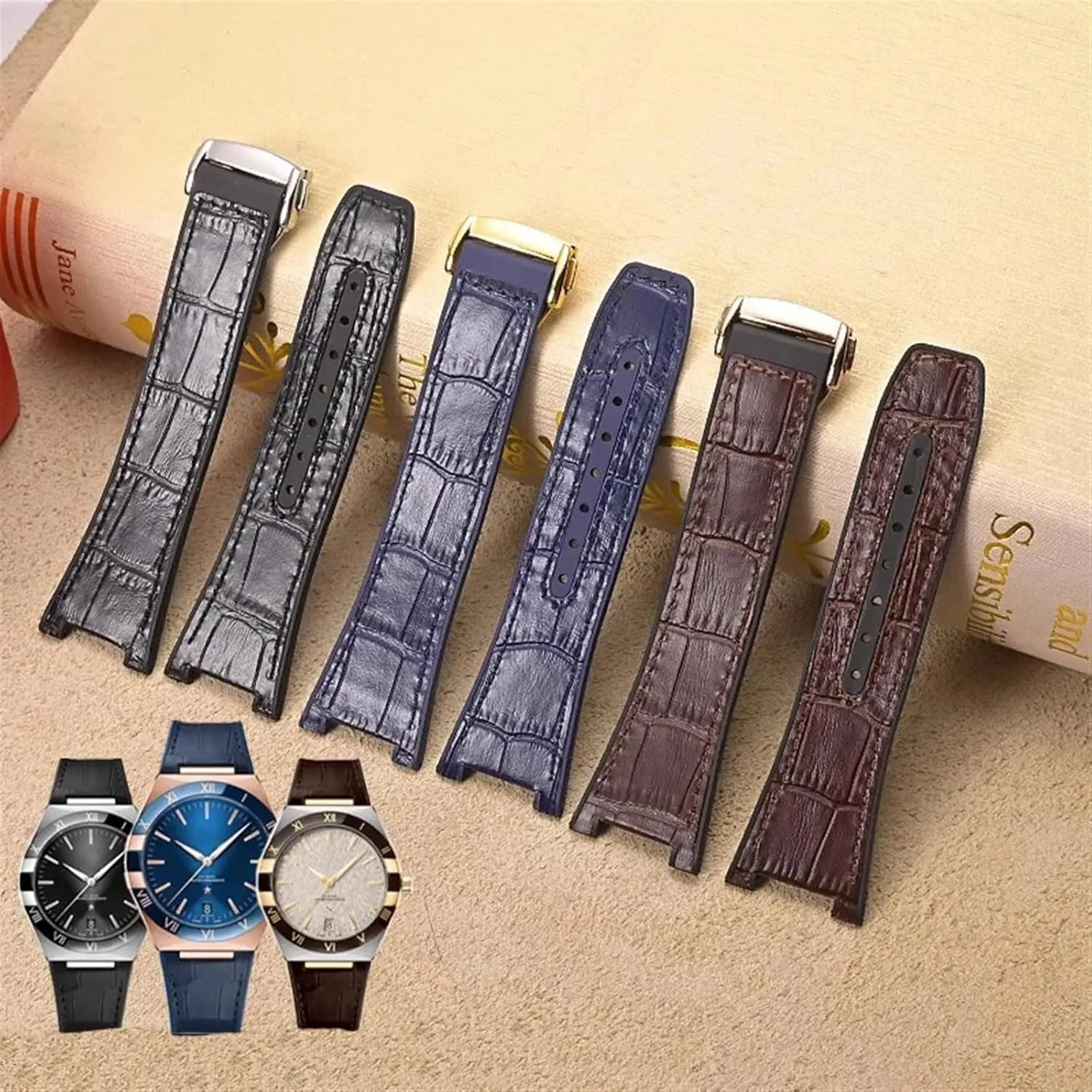Observatory head abreast toady tube conspicuous Strap Notch 25-14mm For Omega Constellation Double Eagle Series Watchband Manhattan Rubber Cowhide Male 