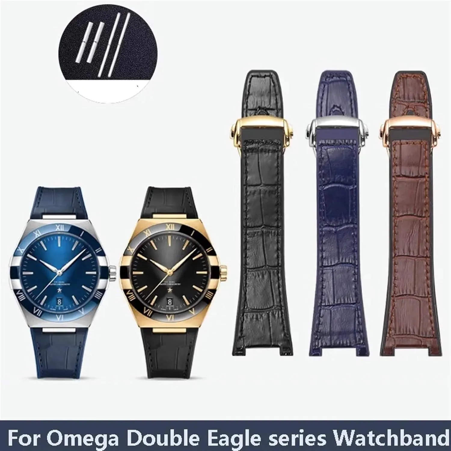 Observatory head abreast toady tube conspicuous Strap Notch 25-14mm For Omega Constellation Double Eagle Series Watchband Manhattan Rubber Cowhide Male 