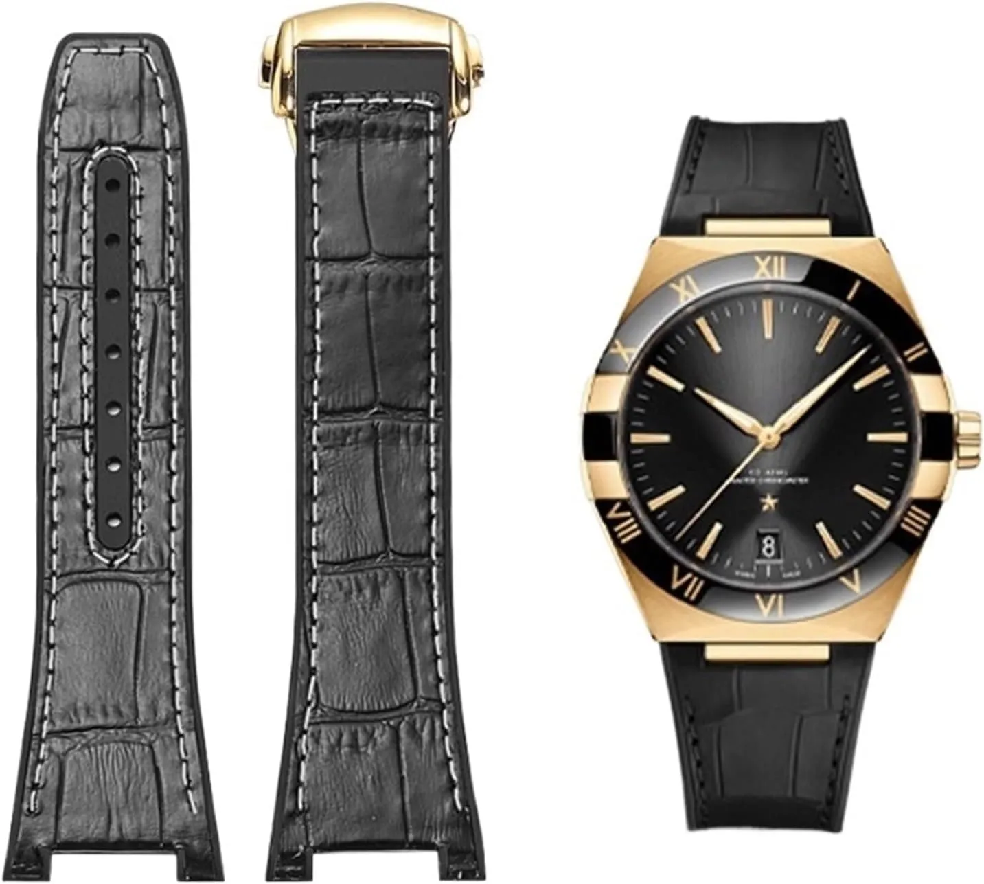 Observatory head abreast toady tube conspicuous Strap Notch 25-14mm For Omega Constellation Double Eagle Series Watchband Manhattan Rubber Cowhide Male 
