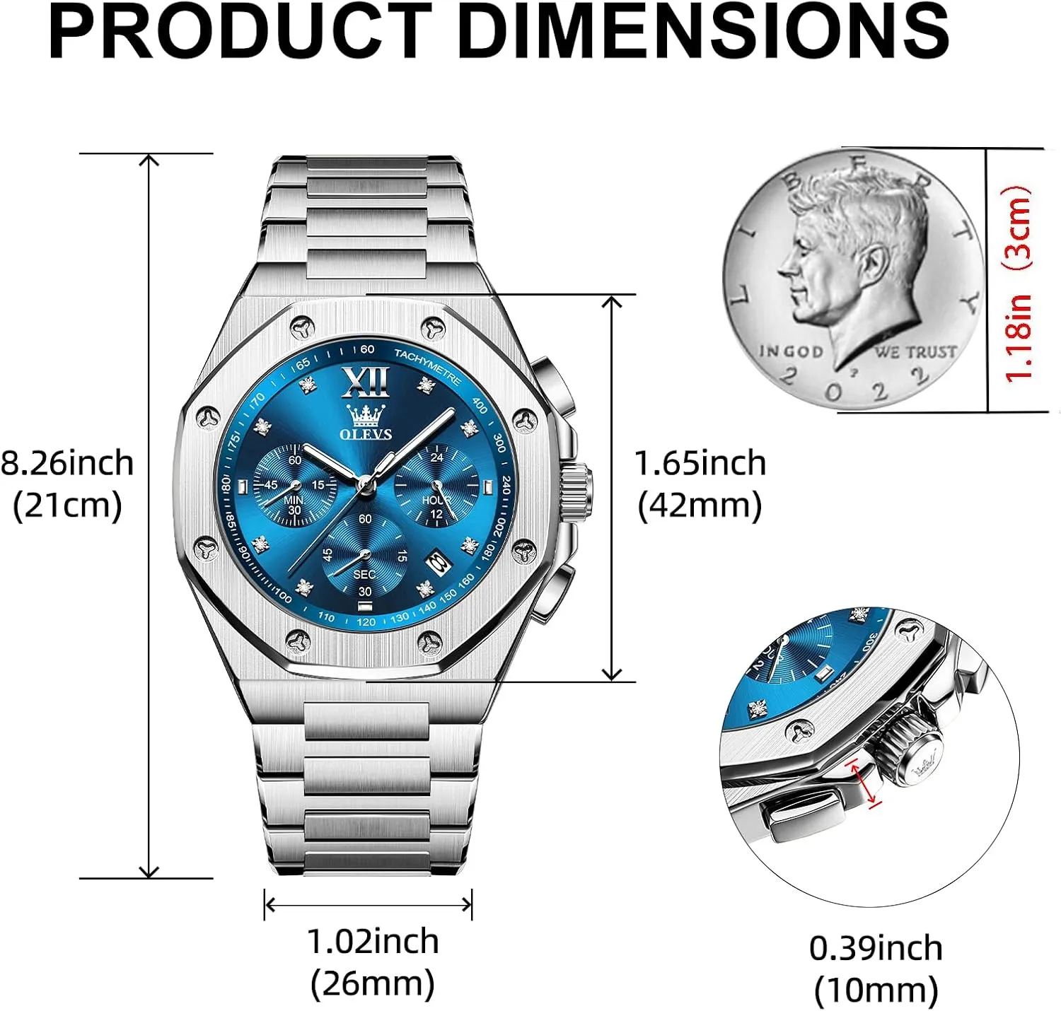 Octagonal Luxury Stainless Steel Dress Watches for evergreen politely fortuitous flame aerodynamic arrogant Men Quartz Analog Large Face Luminous Relojes para Hombres OLEVS Mens Watches 