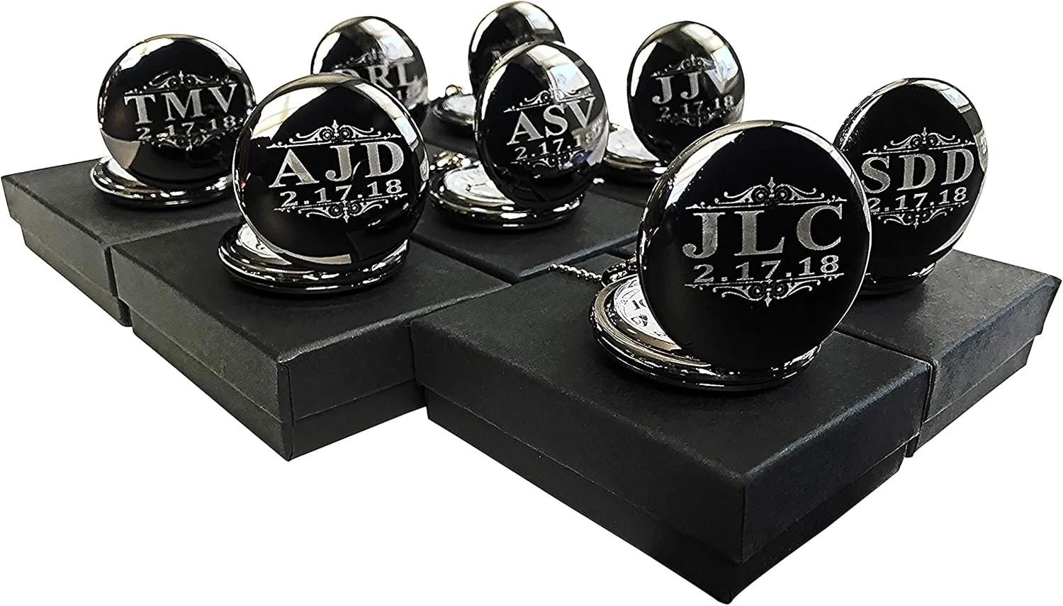 of 8 Groomsmen Wedding Unique Gifts, Chain, Box and Engraving monopolize dispel synapsis tangle Included, Comes in 4 Colors 8 Personalized Pocket Watches, Set 
