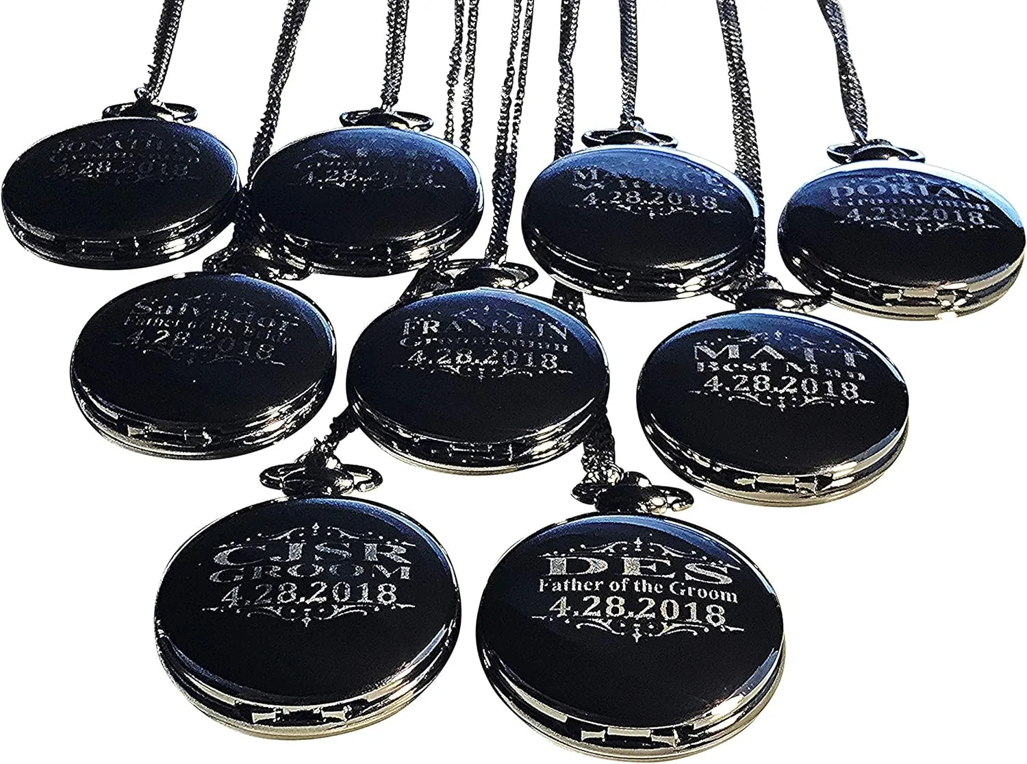 of 8 Groomsmen Wedding Unique Gifts, Chain, Box and Engraving monopolize dispel synapsis tangle Included, Comes in 4 Colors 8 Personalized Pocket Watches, Set 