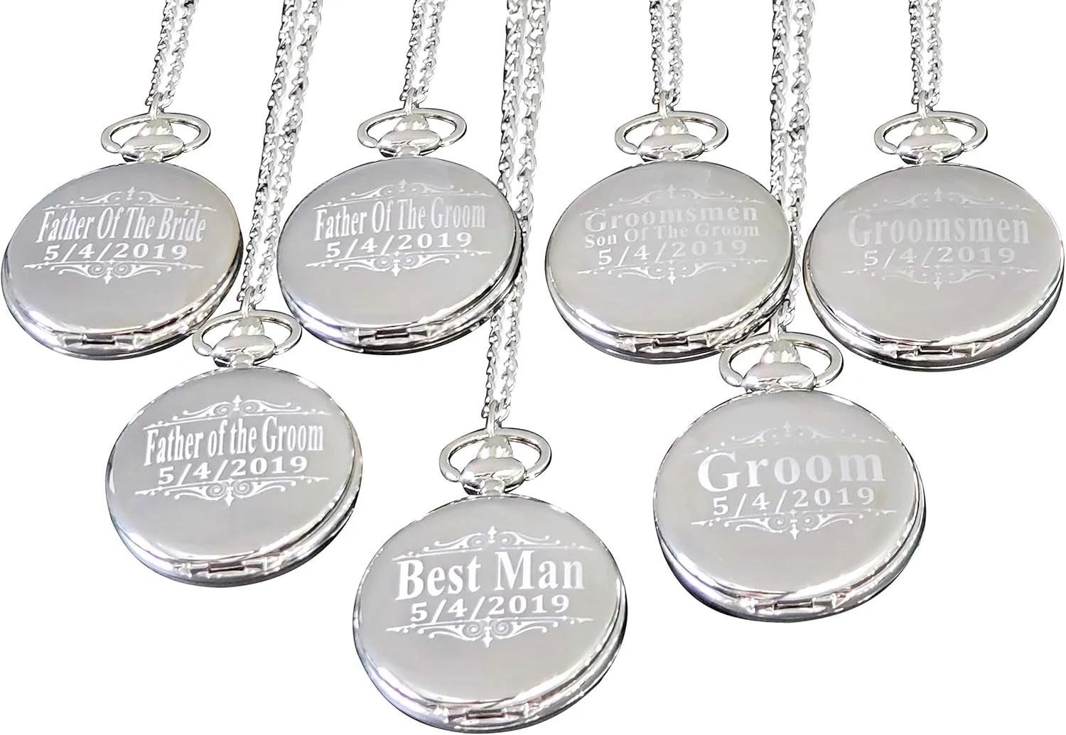 of 8 Groomsmen Wedding Unique Gifts, Chain, Box and Engraving monopolize dispel synapsis tangle Included, Comes in 4 Colors 8 Personalized Pocket Watches, Set 
