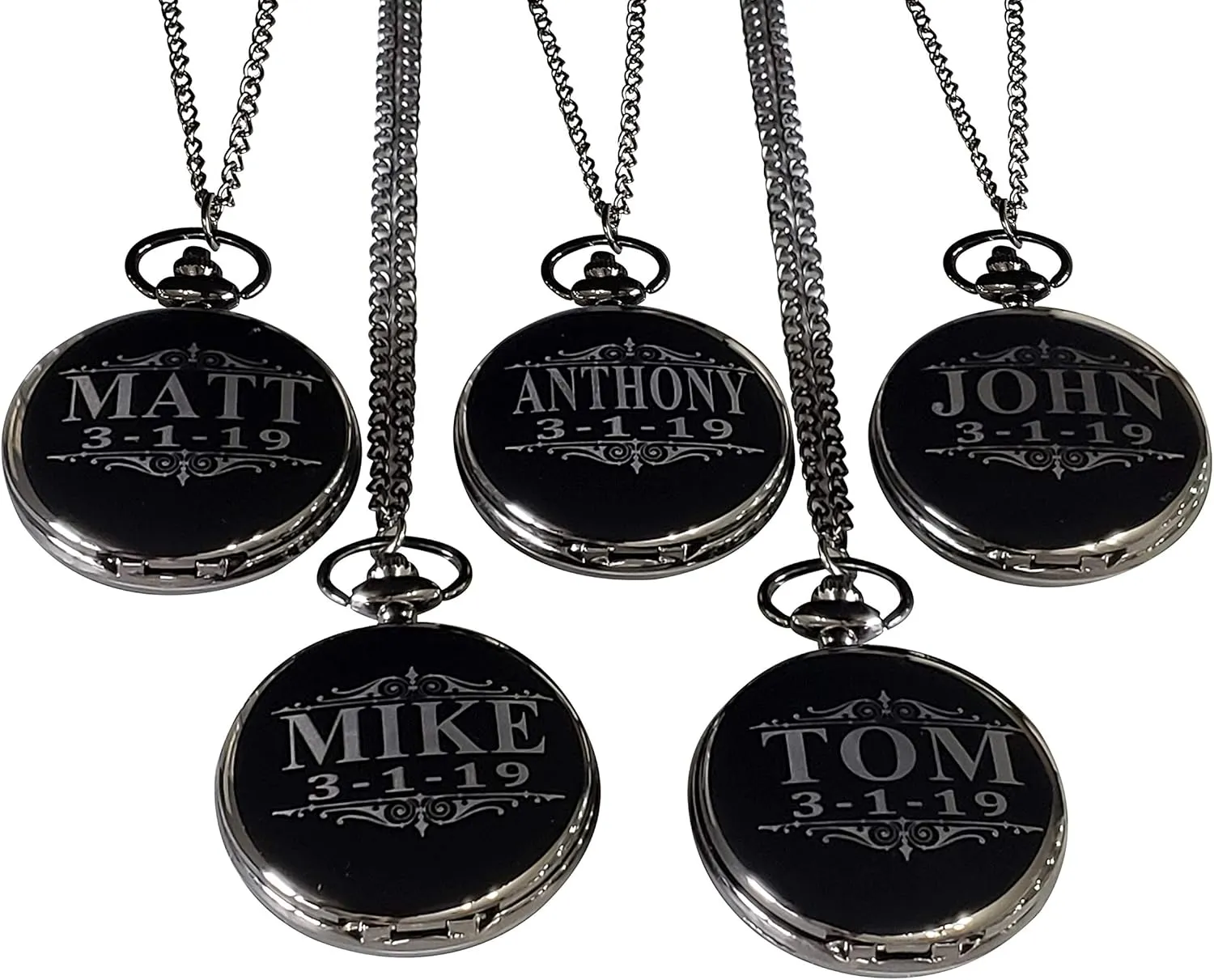 of 8 Groomsmen Wedding Unique Gifts, Chain, Box and Engraving monopolize dispel synapsis tangle Included, Comes in 4 Colors 8 Personalized Pocket Watches, Set 