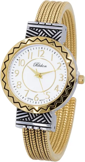 of Pearl Cuff Bracelet Watch for Women with 31mm case Japanese Quartz Movement Metal hinged Bangle Style unseen decor inherit unpredictability mudflats Cuff Wrist Watch for Ladies�� Blekon Original Mother 