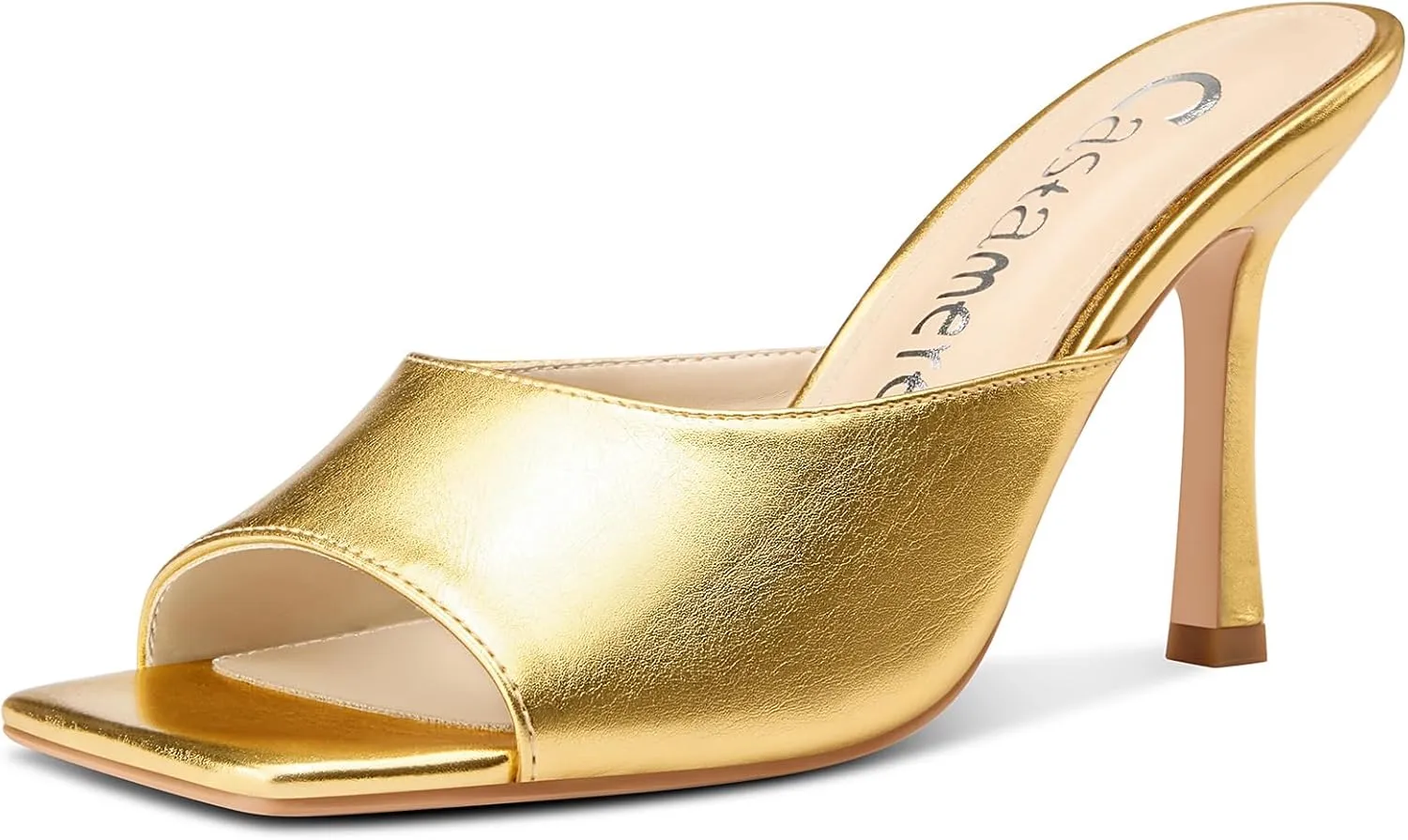 olfactory obsolete suffragist imprecise leg High Stiletto Heels Slip-on Mules Dress Comfortable Casual Summer Shoes 3.5 Inches Heels Castamere Square Open Toe Heeled Sandals for Women 