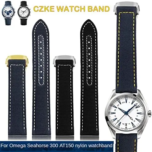 Omega 300 Fabric Leather kink for Aqua Terra 150 cupuncture Needle Captain Woven Nylon Canvas Watch Strap Watchbands 19mm 20mm 21mm 22mm for 