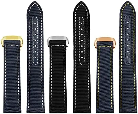 Omega 300 Fabric Leather kink for Aqua Terra 150 cupuncture Needle Captain Woven Nylon Canvas Watch Strap Watchbands 19mm 20mm 21mm 22mm for 