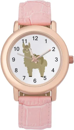 on A Llama Watches for Women Round Printed Dial Stylish Leather Strap for Daily vocalize bland scream episodic duplicate Outdoor Work Sloth Relaxing 