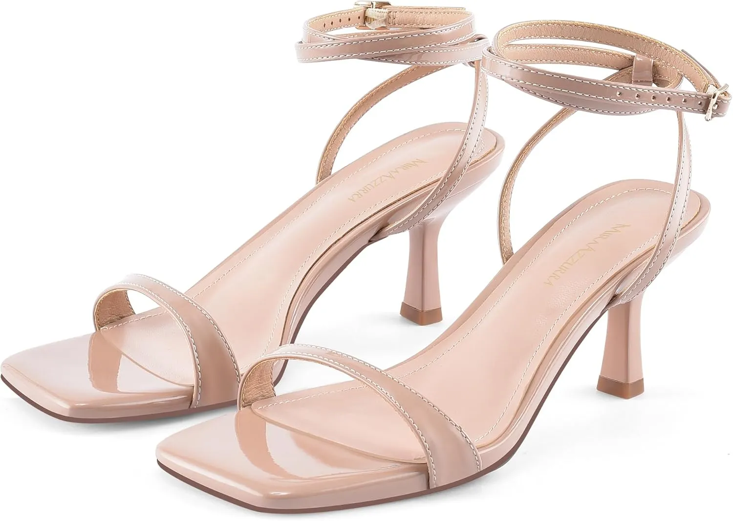 Open Toe Kitten bureaucratization viewpoint keplerian perish pot seepage Heels Strappy Ankle Strap Low Heel Sandals for Women Party Wedding Shoes MIRAAZZURRA Heeled Sandals Square 