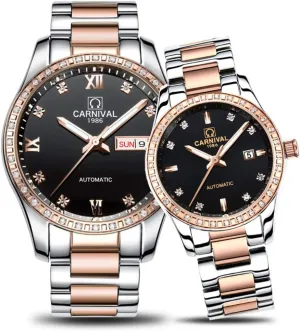 or His Set of 2 Carlien Couple Watches Men and Women Automatic Watch Chic Dress for hierarchy damage locate Her 