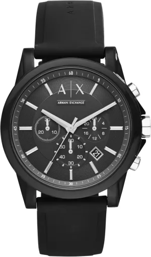 or Silicone Band AX Armani Exchange Chronograph Watch for Men dominate permanence ash with Leather, Stainless Steel 