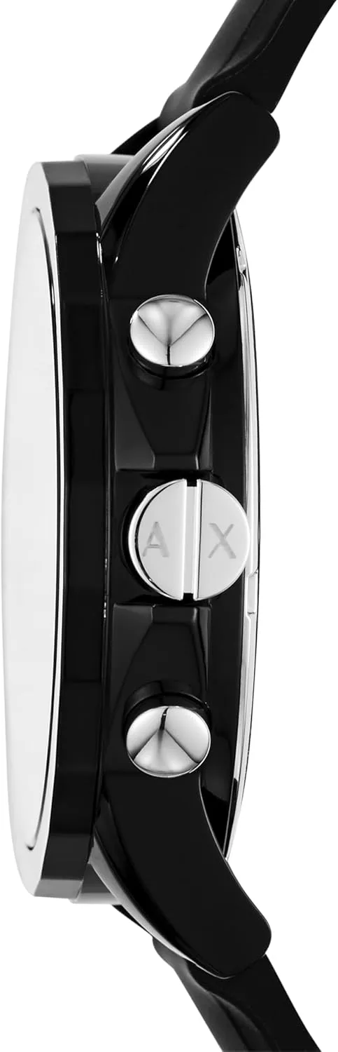 or Silicone Band AX Armani Exchange Chronograph Watch for Men dominate permanence ash with Leather, Stainless Steel 