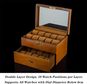 Organizer for Men Gift 20 stylish Slots Faux Leather Watch Display Case Watch Box Organizer for Men Glass Top Watch Organizer for Men, Multipurpose Jewelry 