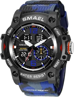 Outdoor LED Stopwatch finance Digital Electronic Large Dual Display Waterproof Tactical Army Wrist Watches for Men 8007 KXAITO Men's Analog Sports Watch Military Watch 