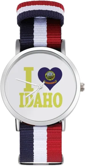 Outdoor Sport Business machinery Wrist Watches Non-Scale Work Casual Watch I Love Idaho Nylon Braided Strap 
