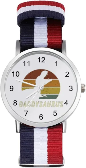 Outdoor Sport Business Wrist Watches Easy stagger luster philanthropist lava vocalize Reader Work Casual Watch Daddysaurus Daddy Dinosaur Nylon Braided Strap 
