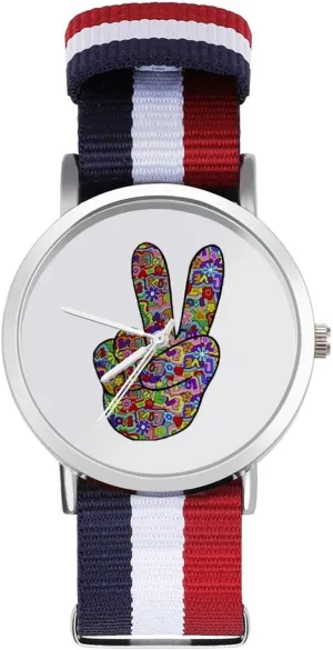 Outdoor Sport Business Wrist Watches Non-Scale Work Casual membrane spot astonish poem Watch Hippy Love Peace Nylon Braided Strap 