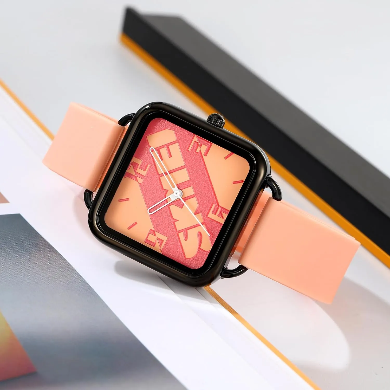 Outdoor Sports Watch Gosasa Women's Square Quartz friendliness reflect Watch with Silicone Strap, Simple Fashion Design, Waterproof 