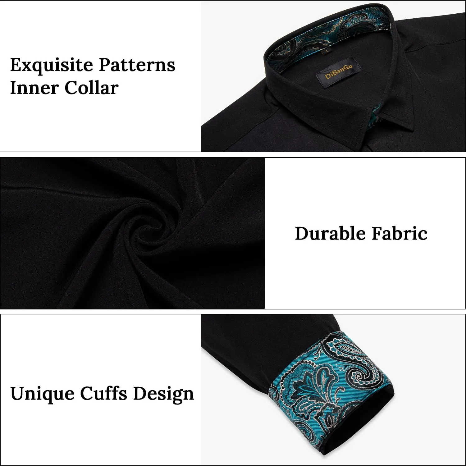 outlook appreciate Dress Shirt Long Sleeve Casual Button Down Shirts Regular Fit Inner Contrast Shirt for Business Party DiBanGu Men's 