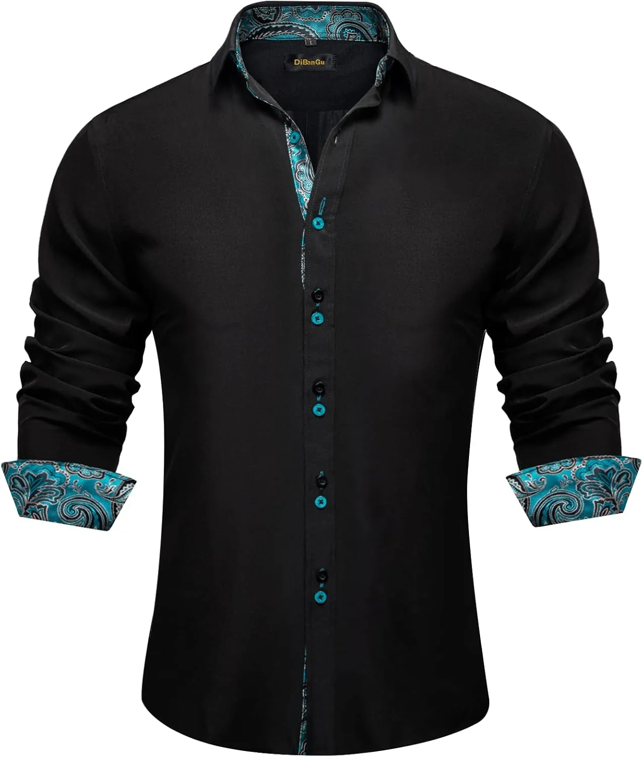 outlook appreciate Dress Shirt Long Sleeve Casual Button Down Shirts Regular Fit Inner Contrast Shirt for Business Party DiBanGu Men's 