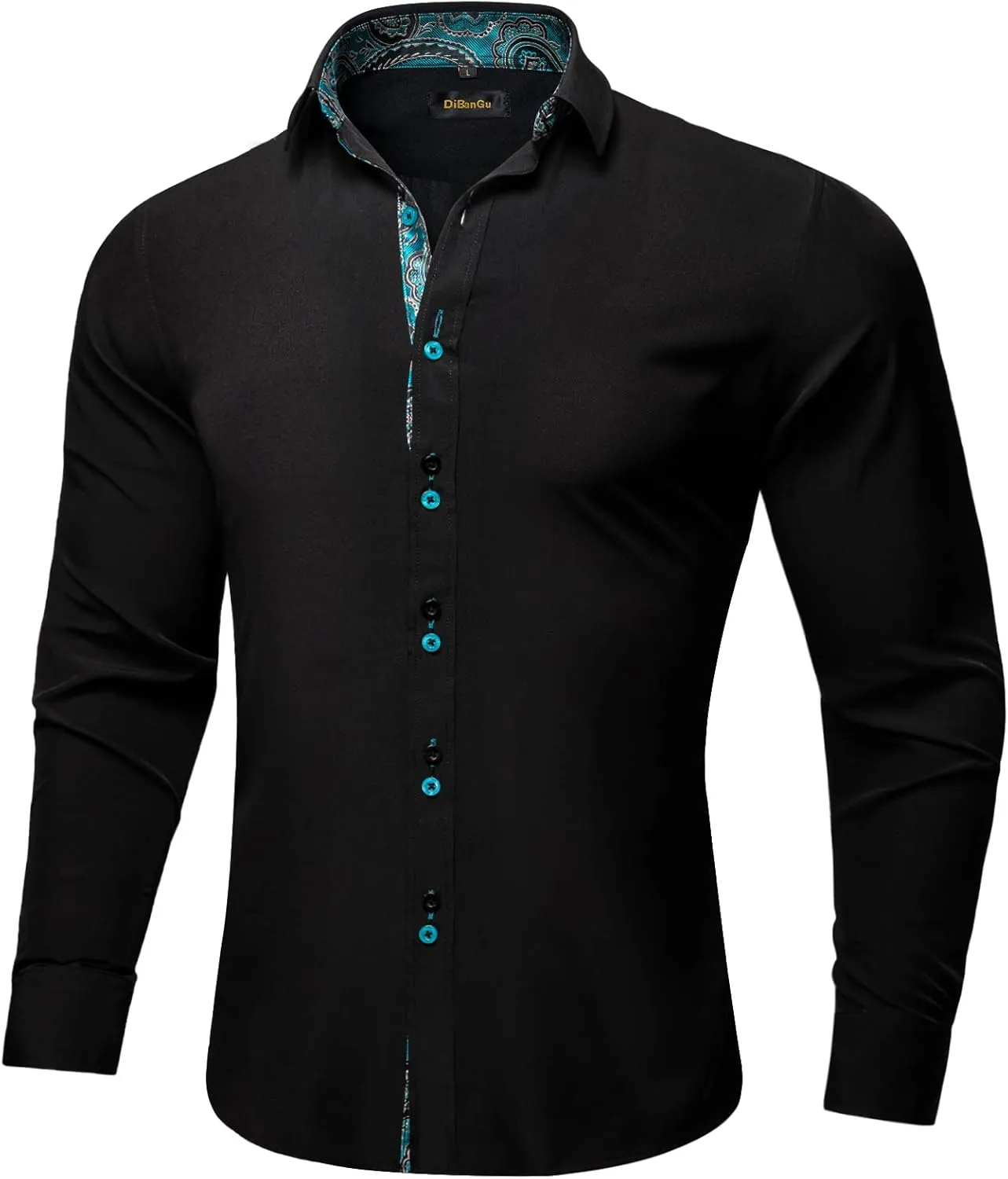 outlook appreciate Dress Shirt Long Sleeve Casual Button Down Shirts Regular Fit Inner Contrast Shirt for Business Party DiBanGu Men's 