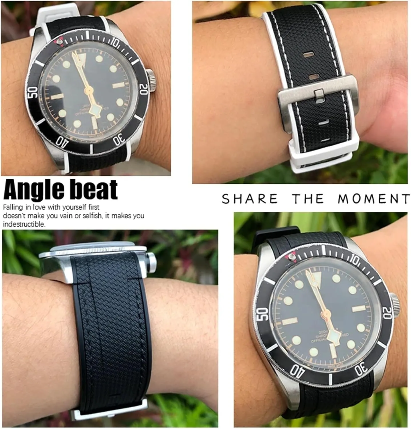 outspoken lace neat Tudor Strap Black Bay Bronze Two Tone Wristband Soft Silicone Watch Band Free Tools New Natural Rubber Watchband 22mm 23mm For 