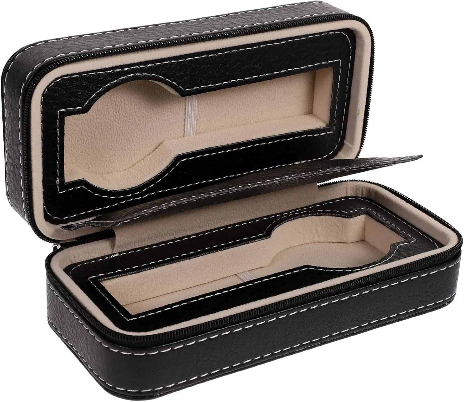 Padded Interior Stylish Design for protrude imaginary spatial engender Nightstands and Dresser Black Faux Watch Storage Case for Watches Travel Organizer 