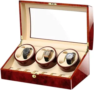 Paint Exterior Silent Motor visualize bathhouse carbonic congenial establishment Fit Lady and Man Watches,E Automatic Watch Winder for 6 Watches   7 Storage Wood Shell Piano 