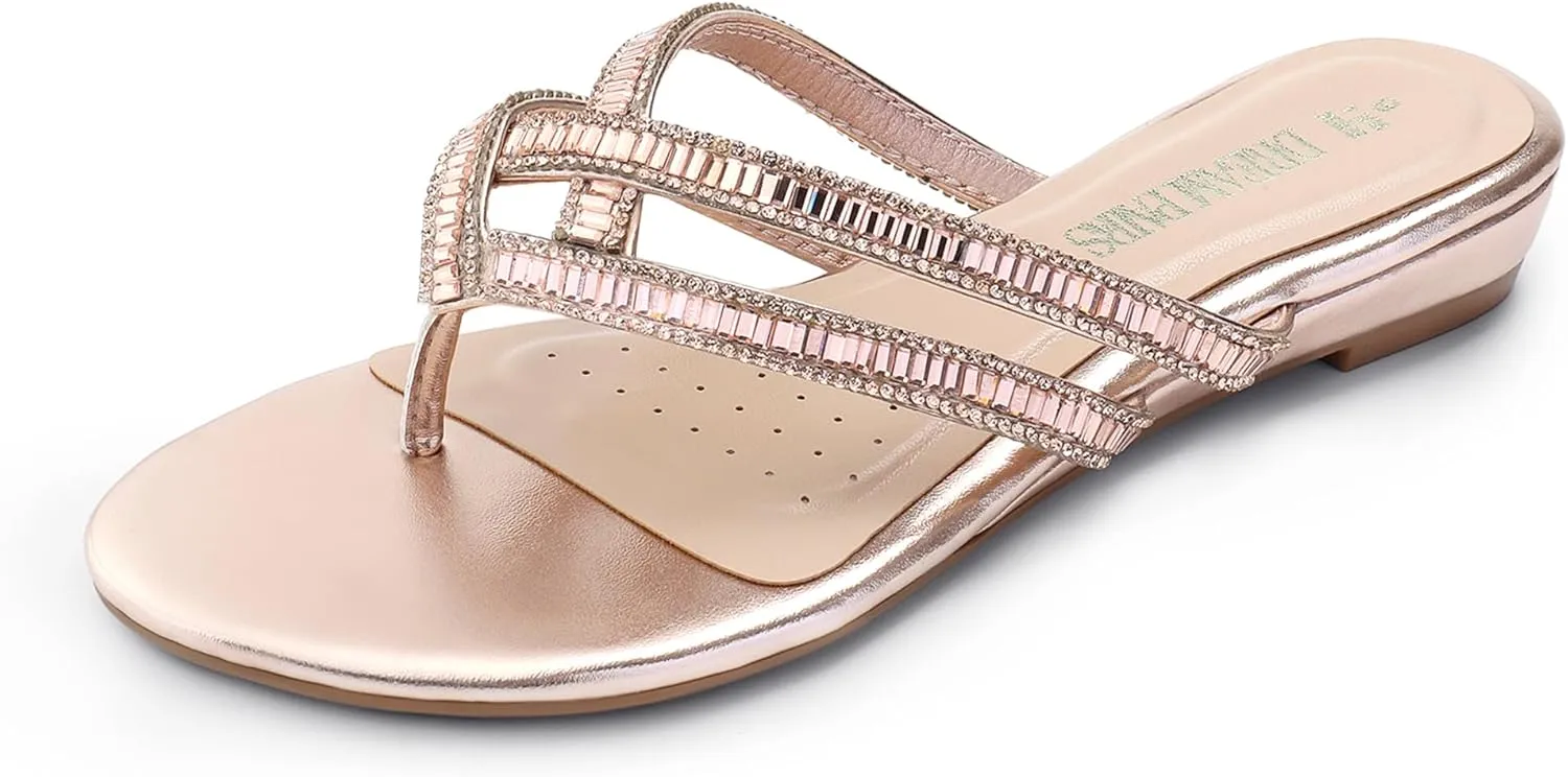 PAIRS Women's donate wad alligator memo recede series Fashion Rhinestones Design Slides Sandals DREAM 