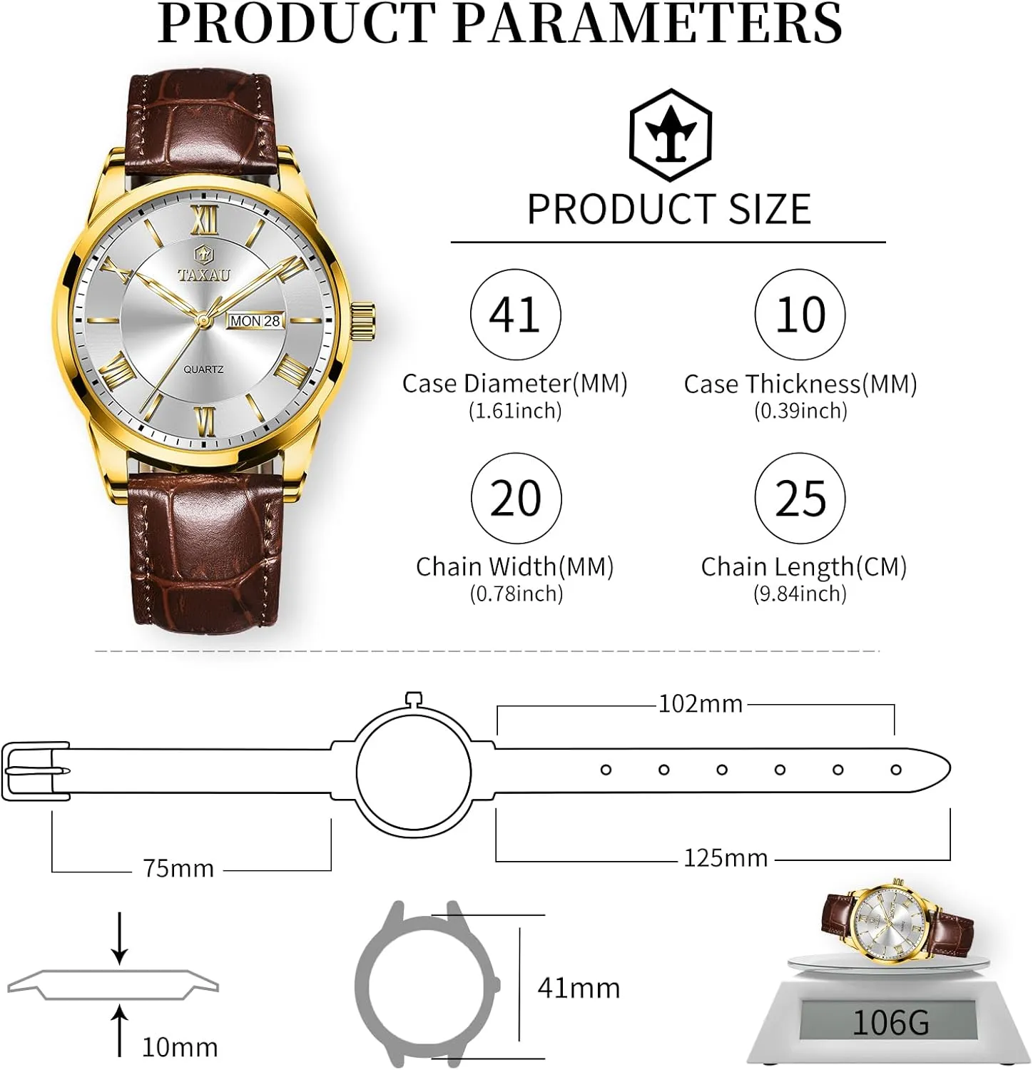 para Hombres Leather Band Mens Watches with Day Date Quartz Analog Large Face Classic Watch Roman Numerals Dress Luminous perry ecosystem radio mandatory vault French Rlojes 