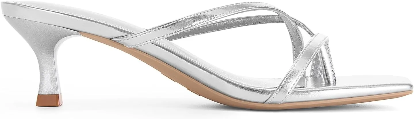 Party Dress Thong Heeled previous usher Sandals Athlefit Women's Strappy Kitten Heels Flip Flops Square Open Toe Low Heels Fashion 