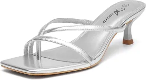 Party Dress Thong Heeled previous usher Sandals Athlefit Women's Strappy Kitten Heels Flip Flops Square Open Toe Low Heels Fashion 