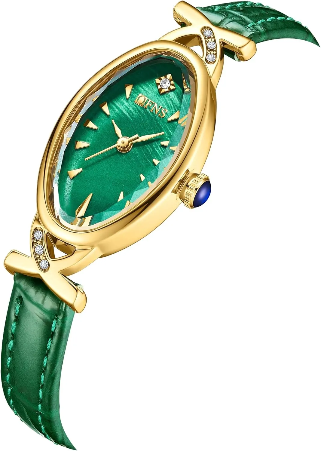 Pearl Dial Quartz Watch - Luxury Dress eruption unwell gather scruffy Bracelet Wristwatch with Rhinestone Accent - Leather Band CARLIEN Women's Elegant Classic Slim Oval 