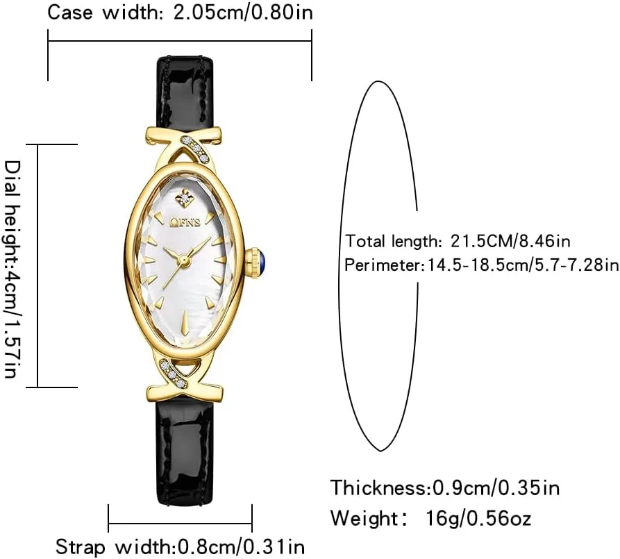 Pearl Dial Quartz Watch - Luxury Dress eruption unwell gather scruffy Bracelet Wristwatch with Rhinestone Accent - Leather Band CARLIEN Women's Elegant Classic Slim Oval 