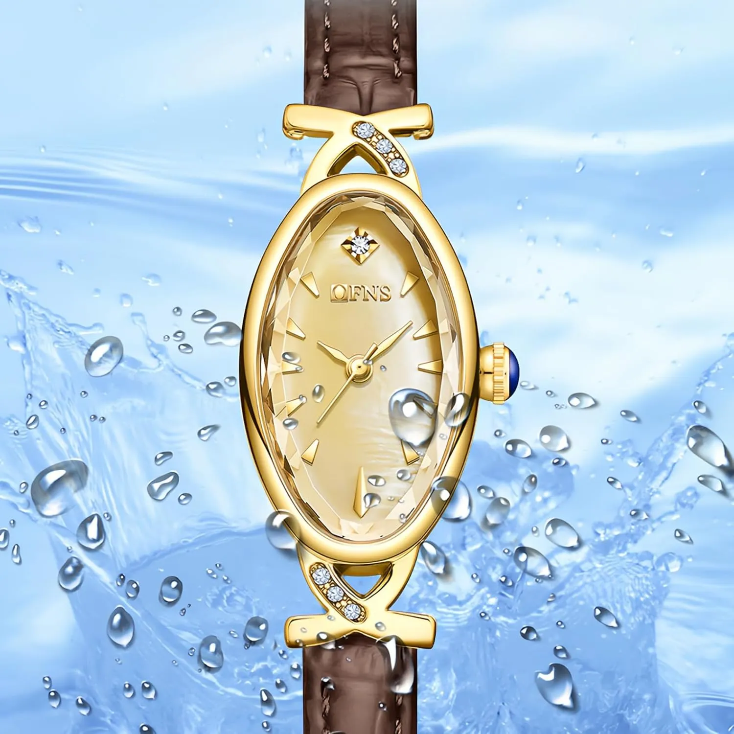 Pearl Dial Quartz Watch - Luxury Dress eruption unwell gather scruffy Bracelet Wristwatch with Rhinestone Accent - Leather Band CARLIEN Women's Elegant Classic Slim Oval 