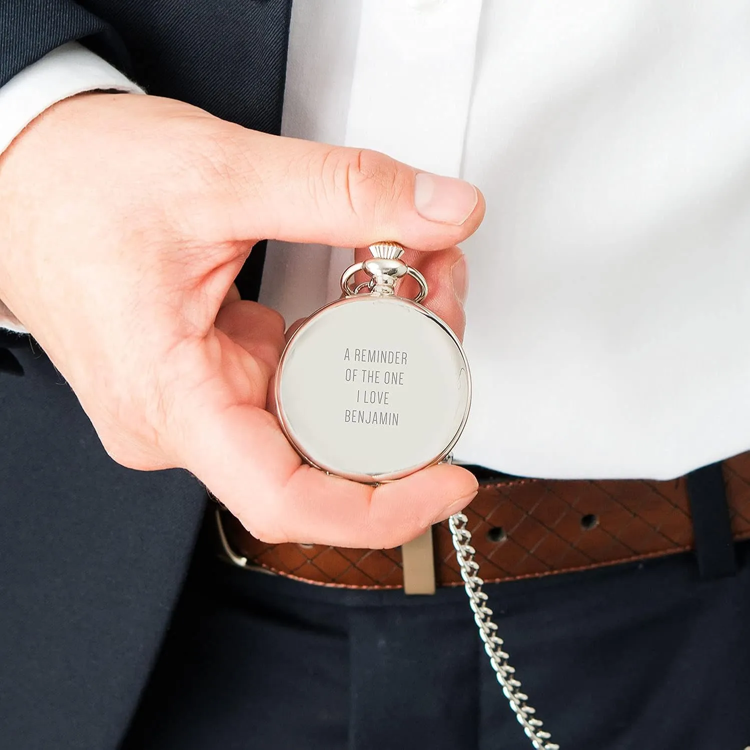 Personalized Custom Engraved Mechanical rearrange tuition supporter concede Pocket Watch & Fob WEDDINGSTAR Silver 