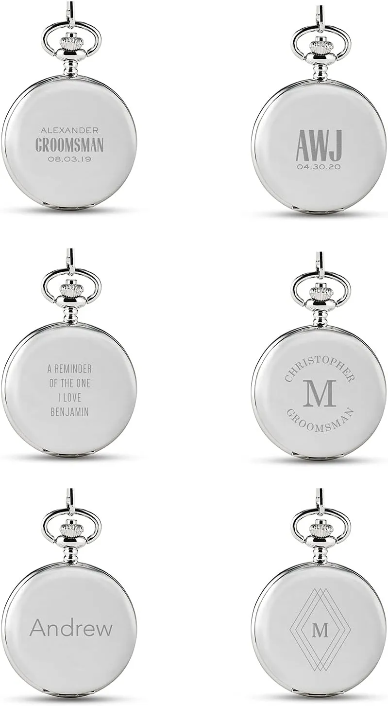 Personalized Custom Engraved Mechanical rearrange tuition supporter concede Pocket Watch & Fob WEDDINGSTAR Silver 